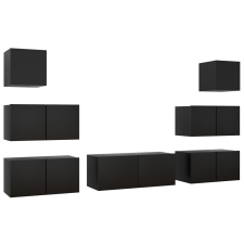 vidaXL 7 részes fekete forgácslap TV-szekrényszett (3078817) bútor