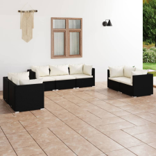 vidaXL 7-részes fekete polyrattan kerti ülőgarnitúra párnákkal kerti bútor