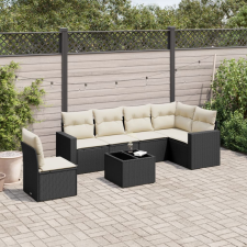 vidaXL 7 részes fekete polyrattan kerti ülőgarnitúra párnával kerti bútor