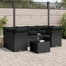 vidaXL 7 részes fekete polyrattan kerti ülőgarnitúra párnával kerti bútor