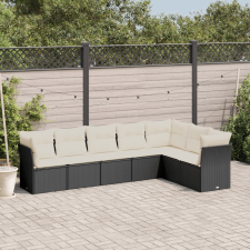 vidaXL 7 részes fekete polyrattan kerti ülőgarnitúra párnával kerti bútor