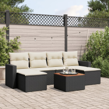 vidaXL 7 részes fekete polyrattan kerti ülőgarnitúra párnával kerti bútor