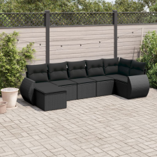 vidaXL 7 részes fekete polyrattan kerti ülőgarnitúra párnával kerti bútor