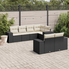 vidaXL 7 részes fekete polyrattan kerti ülőgarnitúra párnával kerti bútor