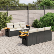 vidaXL 7 részes fekete polyrattan kerti ülőgarnitúra párnával kerti bútor