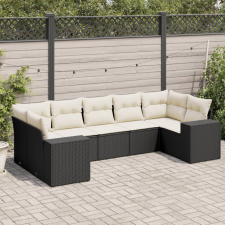 vidaXL 7 részes fekete polyrattan kerti ülőgarnitúra párnával kerti bútor