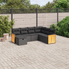 vidaXL 7 részes fekete polyrattan kerti ülőgarnitúra párnával kerti bútor
