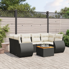vidaXL 7 részes fekete polyrattan kerti ülőgarnitúra párnával kerti bútor