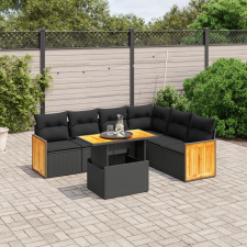 vidaXL 7 részes fekete polyrattan kerti ülőgarnitúra párnával kerti bútor