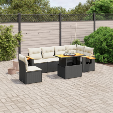 vidaXL 7 részes fekete polyrattan kerti ülőgarnitúra párnával kerti bútor