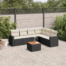 vidaXL 7 részes fekete polyrattan kerti ülőgarnitúra párnával kerti bútor