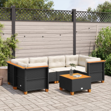 vidaXL 7 részes fekete polyrattan kerti ülőgarnitúra párnával kerti bútor