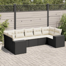 vidaXL 7 részes fekete polyrattan kerti ülőgarnitúra párnával kerti bútor