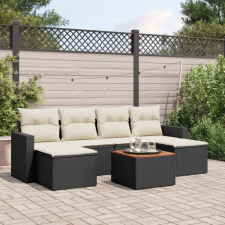 vidaXL 7 részes fekete polyrattan kerti ülőgarnitúra párnával kerti bútor
