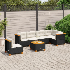 vidaXL 7 részes fekete polyrattan kerti ülőgarnitúra párnával kerti bútor