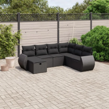 vidaXL 7 részes fekete polyrattan kerti ülőgarnitúra párnával kerti bútor