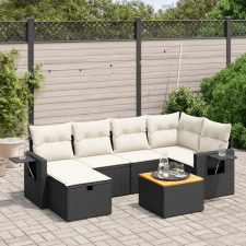 vidaXL 7 részes fekete polyrattan kerti ülőgarnitúra párnával kerti bútor