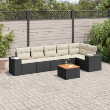 vidaXL 7 részes fekete polyrattan kerti ülőgarnitúra párnával kerti bútor