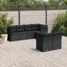 vidaXL 7 részes fekete polyrattan kerti ülőgarnitúra párnával kerti bútor