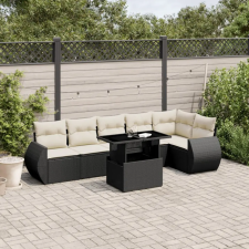 vidaXL 7 részes fekete polyrattan kerti ülőgarnitúra párnával kerti bútor