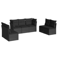 vidaXL 7 részes fekete polyrattan kerti ülőgarnitúra párnával (3217405) kerti bútor