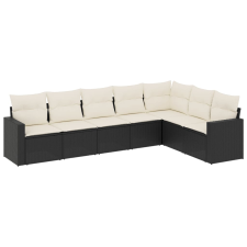 vidaXL 7 részes fekete polyrattan kerti ülőgarnitúra párnával (3219036) kerti bútor