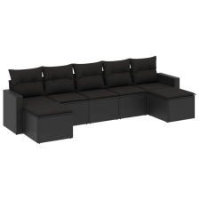 vidaXL 7 részes fekete polyrattan kerti ülőgarnitúra párnával (3219325) kerti bútor