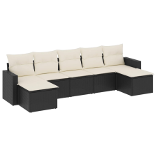 vidaXL 7 részes fekete polyrattan kerti ülőgarnitúra párnával (3219326) kerti bútor