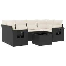 vidaXL 7 részes fekete polyrattan kerti ülőgarnitúra párnával (3219915) kerti bútor