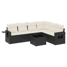 vidaXL 7 részes fekete polyrattan kerti ülőgarnitúra párnával (3220215) kerti bútor