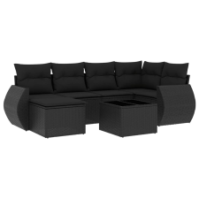 vidaXL 7 részes fekete polyrattan kerti ülőgarnitúra párnával (3221664) kerti bútor