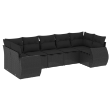 vidaXL 7 részes fekete polyrattan kerti ülőgarnitúra párnával (3221784) kerti bútor