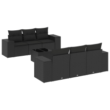 vidaXL 7 részes fekete polyrattan kerti ülőgarnitúra párnával (3222304) kerti bútor
