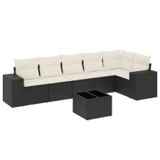 vidaXL 7 részes fekete polyrattan kerti ülőgarnitúra párnával (3222595) kerti bútor
