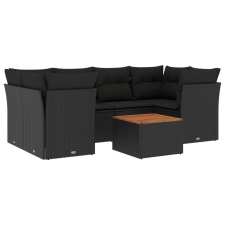 vidaXL 7 részes fekete polyrattan kerti ülőgarnitúra párnával (3223493) kerti bútor
