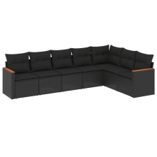 vidaXL 7 részes fekete polyrattan kerti ülőgarnitúra párnával (3226027) kerti bútor