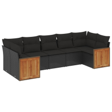 vidaXL 7 részes fekete polyrattan kerti ülőgarnitúra párnával (3227945) kerti bútor
