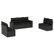 vidaXL 7 részes fekete polyrattan kerti ülőgarnitúra párnával (3251162) kerti bútor