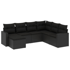 vidaXL 7 részes fekete polyrattan kerti ülőgarnitúra párnával (3251632) kerti bútor