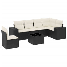 vidaXL 7 részes fekete polyrattan kerti ülőgarnitúra párnával (3254973) kerti bútor