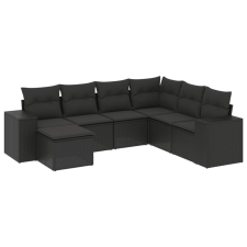 vidaXL 7 részes fekete polyrattan kerti ülőgarnitúra párnával (3255232) kerti bútor