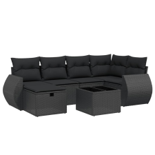 vidaXL 7 részes fekete polyrattan kerti ülőgarnitúra párnával (3264111) kerti bútor