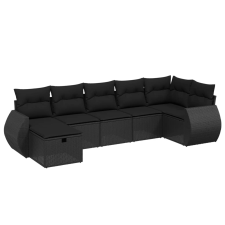 vidaXL 7 részes fekete polyrattan kerti ülőgarnitúra párnával (3264121) kerti bútor