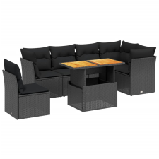 vidaXL 7 részes fekete polyrattan kerti ülőgarnitúra párnával (3270852) kerti bútor