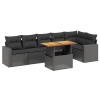vidaXL 7 részes fekete polyrattan kerti ülőgarnitúra párnával (3271321)