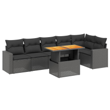 vidaXL 7 részes fekete polyrattan kerti ülőgarnitúra párnával (3271321) kerti bútor