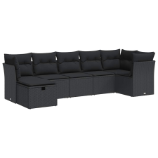 vidaXL 7 részes fekete polyrattan kerti ülőgarnitúra párnával (3325301) kerti bútor