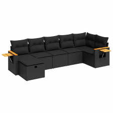 vidaXL 7 részes fekete polyrattan kerti ülőgarnitúra párnával (3325982) kerti bútor