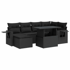 vidaXL 7 részes fekete polyrattan kerti ülőgarnitúra párnával (3326506) kerti bútor