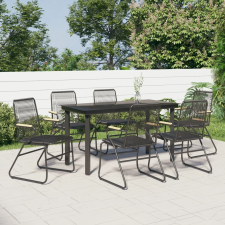 vidaXL 7 részes fekete PVC rattan kerti étkezőgarnitúra kerti bútor